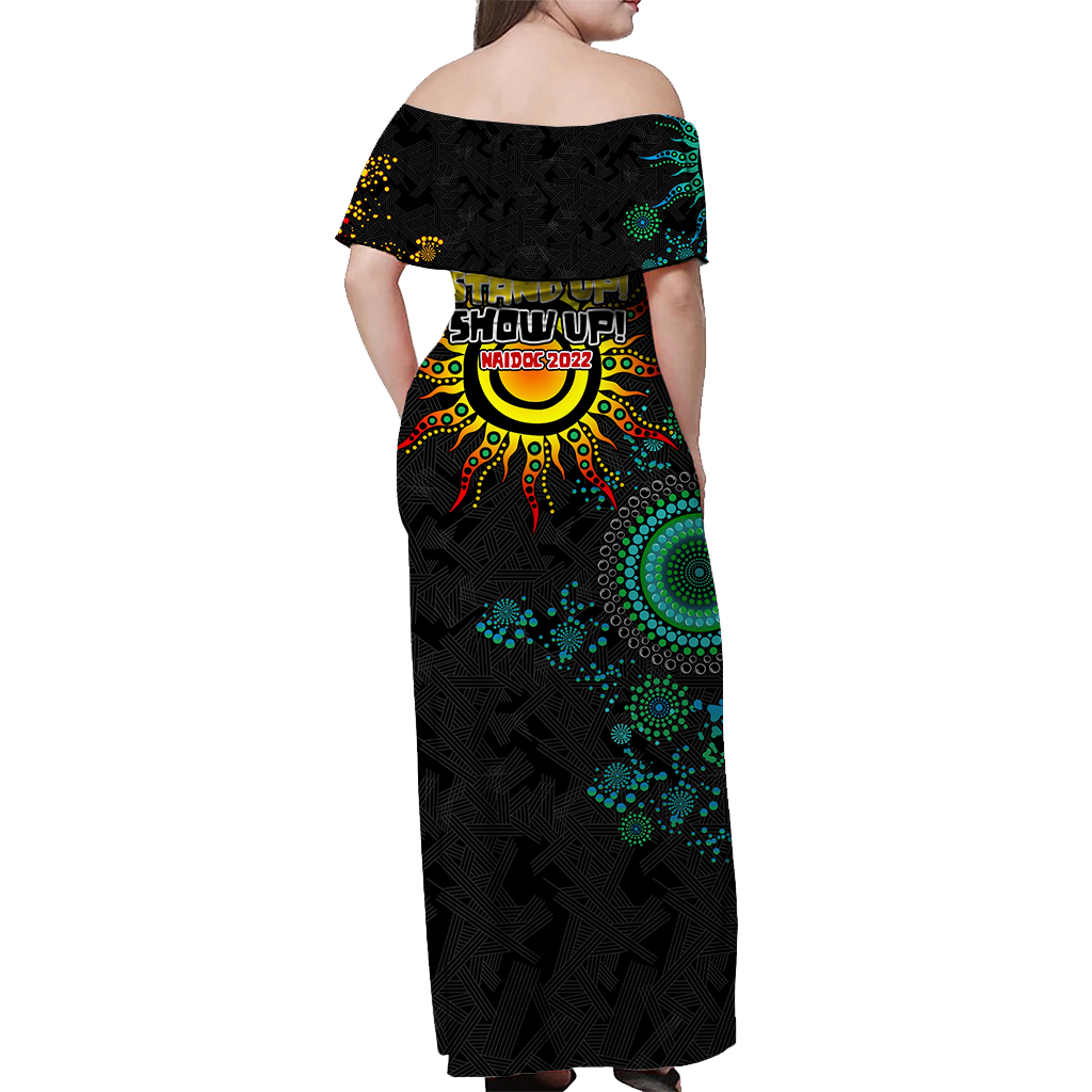 NAIDOC Week 2022 Aboriginal Art Unique Off Shoulder Long Dress - LT12