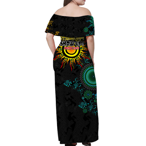 NAIDOC Week 2022 Aboriginal Art Unique Off Shoulder Long Dress - LT12