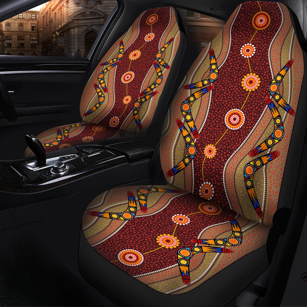 aboriginal-car-seat-cover-boomerang-dot-painting-circle-patterns