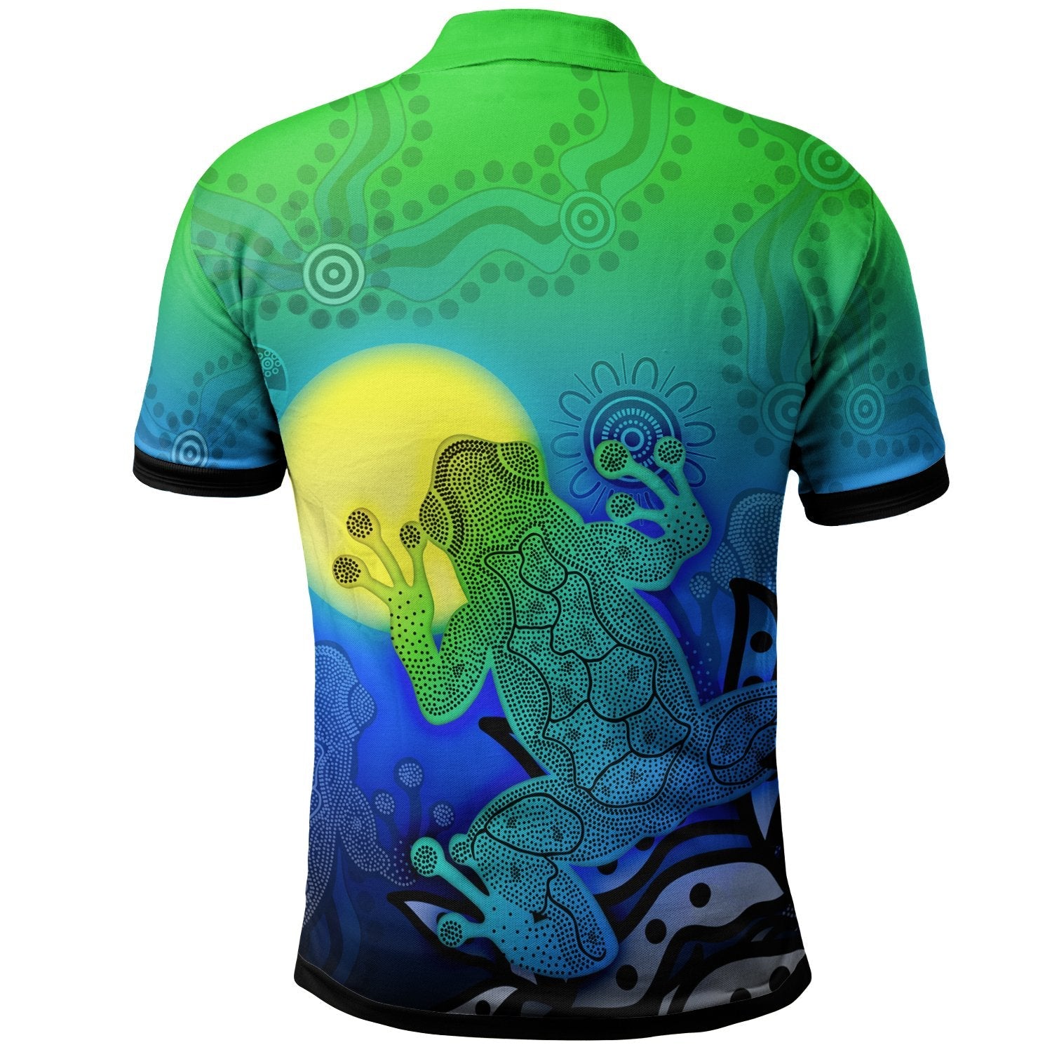 aboriginal-polo-shirts-indigenous-frog-blue