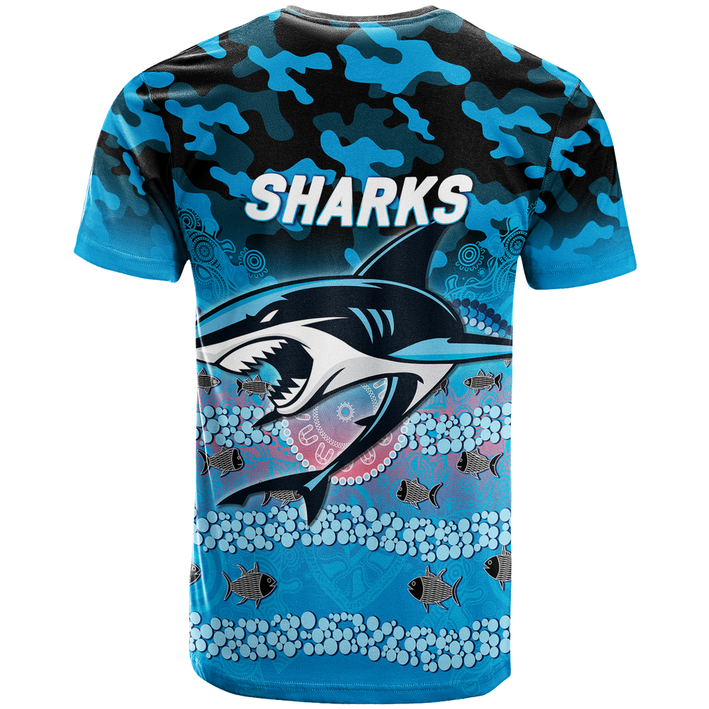 Sharks Rugby ANZAC Day Camouflage Indigenous Art T-Shirt - LT12