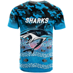 Sharks Rugby ANZAC Day Camouflage Indigenous Art T-Shirt - LT12
