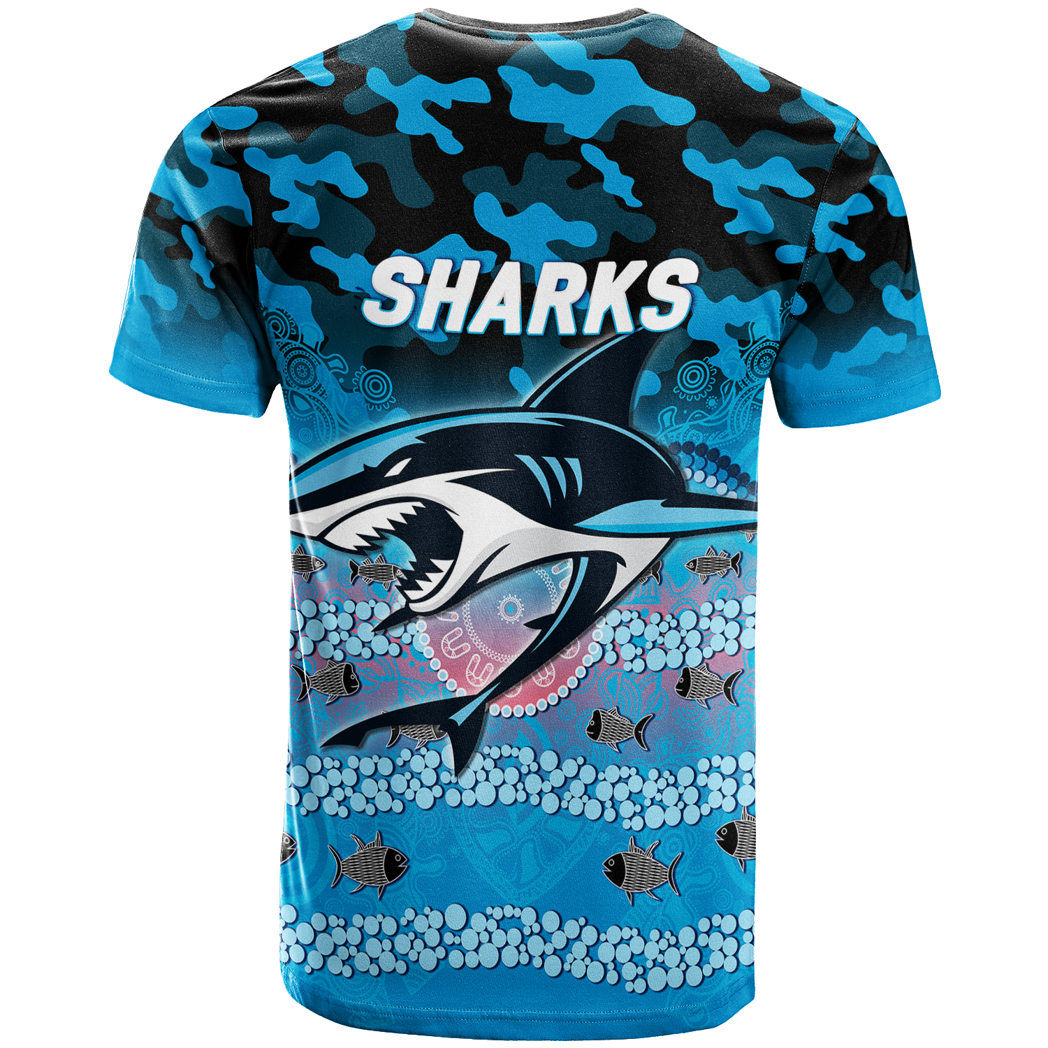 Sharks Rugby ANZAC Day Camouflage Indigenous Art T-Shirt - LT12