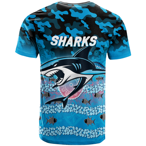 Sharks Rugby ANZAC Day Camouflage Indigenous Art T-Shirt - LT12