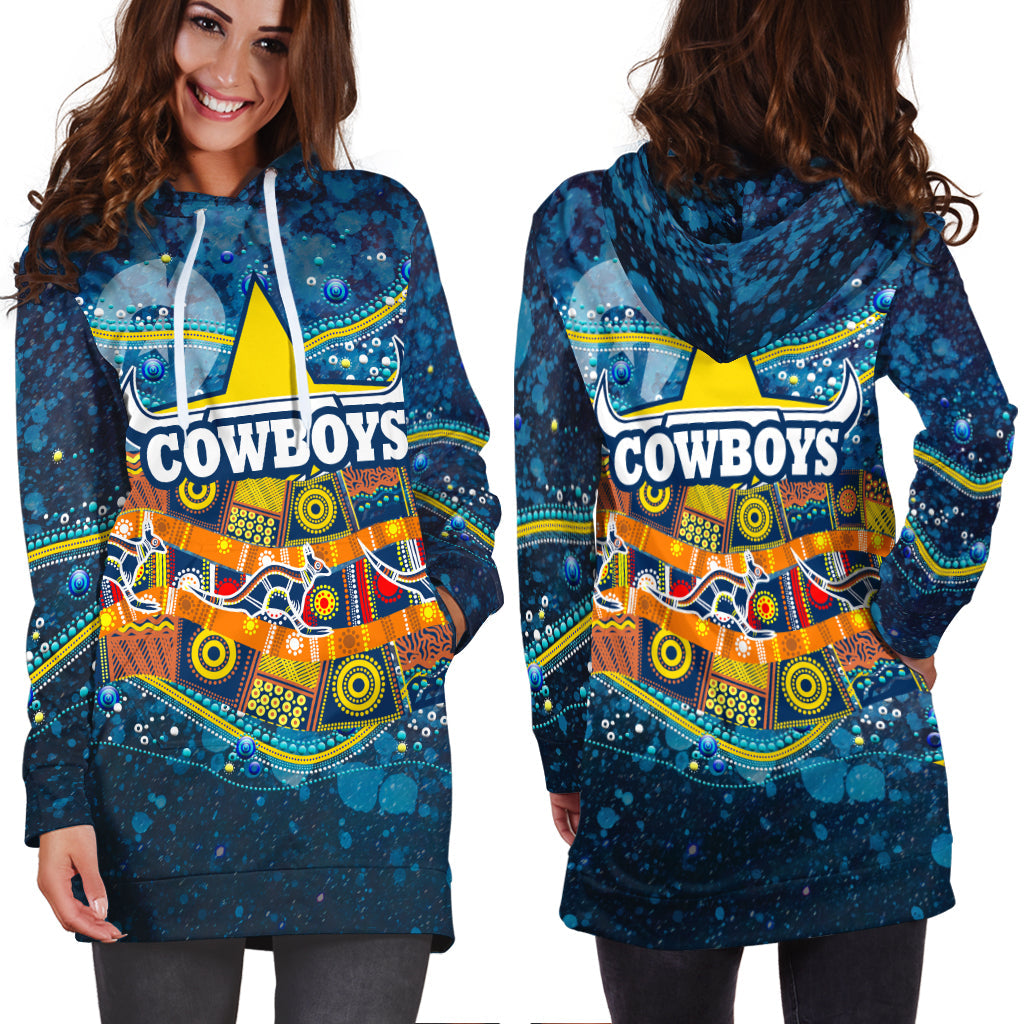 naidoc-week-cowboys-hoodie-dress-aboriginal-dot-painting