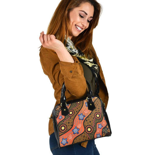 Shoulder Handbag - Aboriginal Dot Unique Style Turtle - Vibe Hoodie