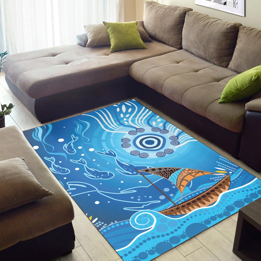 area-rug-aboriginal-view-sea-with-fish-and-boat