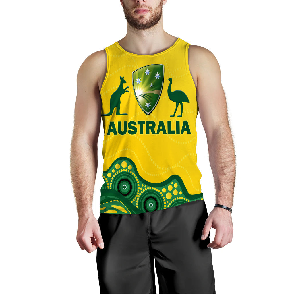 (Custom Personalised) Australia Cricket Aboriginal Pattern Men Tank Top - LT2