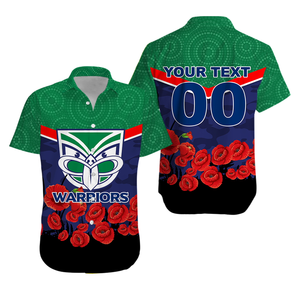 (Custom Personalised) New Zealand Warriors Anzac Day Indigenous Art Hawaiian Shirt