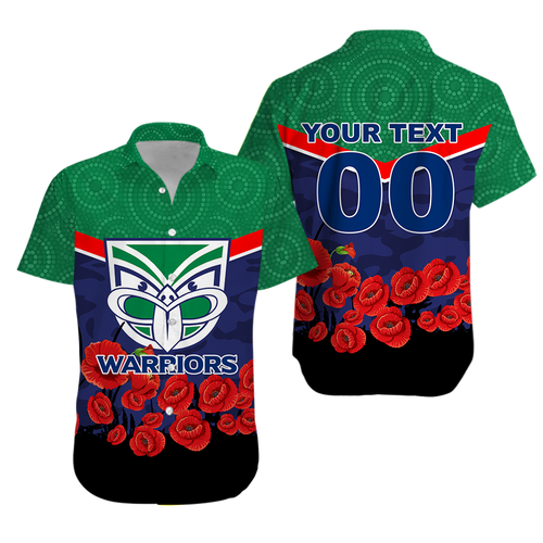(Custom Personalised) New Zealand Warriors Anzac Day Indigenous Art Hawaiian Shirt