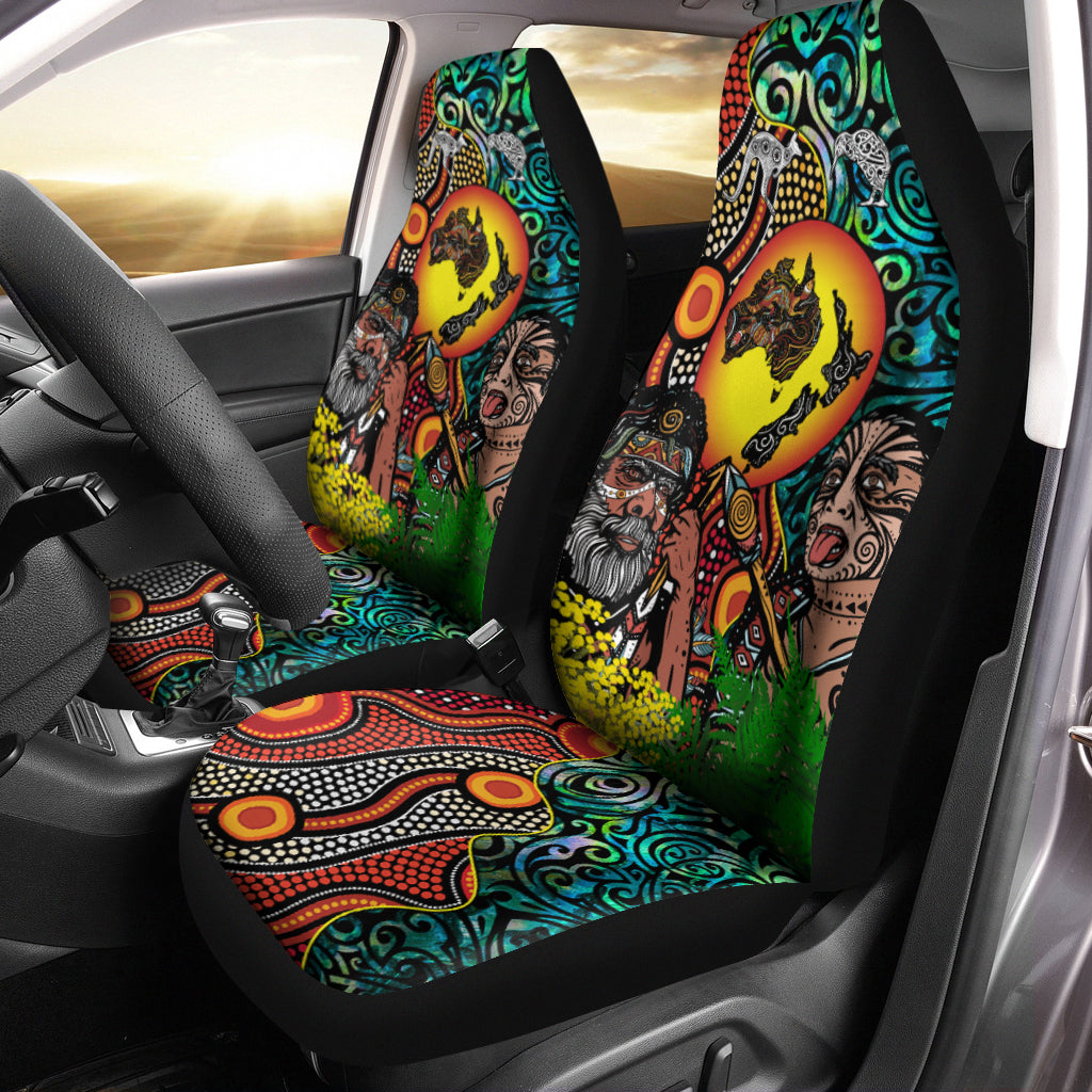 Australia Aboriginal Kangaroo Combine New Zealand Maori Kiwi Bird Car Seat Covers - LT2