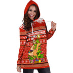 (Custom Personalised) Australia Christmas Kangaroo Aboriginal Pattern Hoodie Dress - LT2