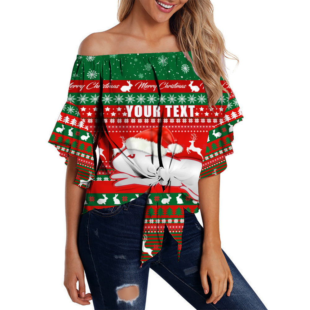 custom-personalised-rabbitohs-christmas-off-shoulder-waist-wrap-top-south-sydney-indigenous