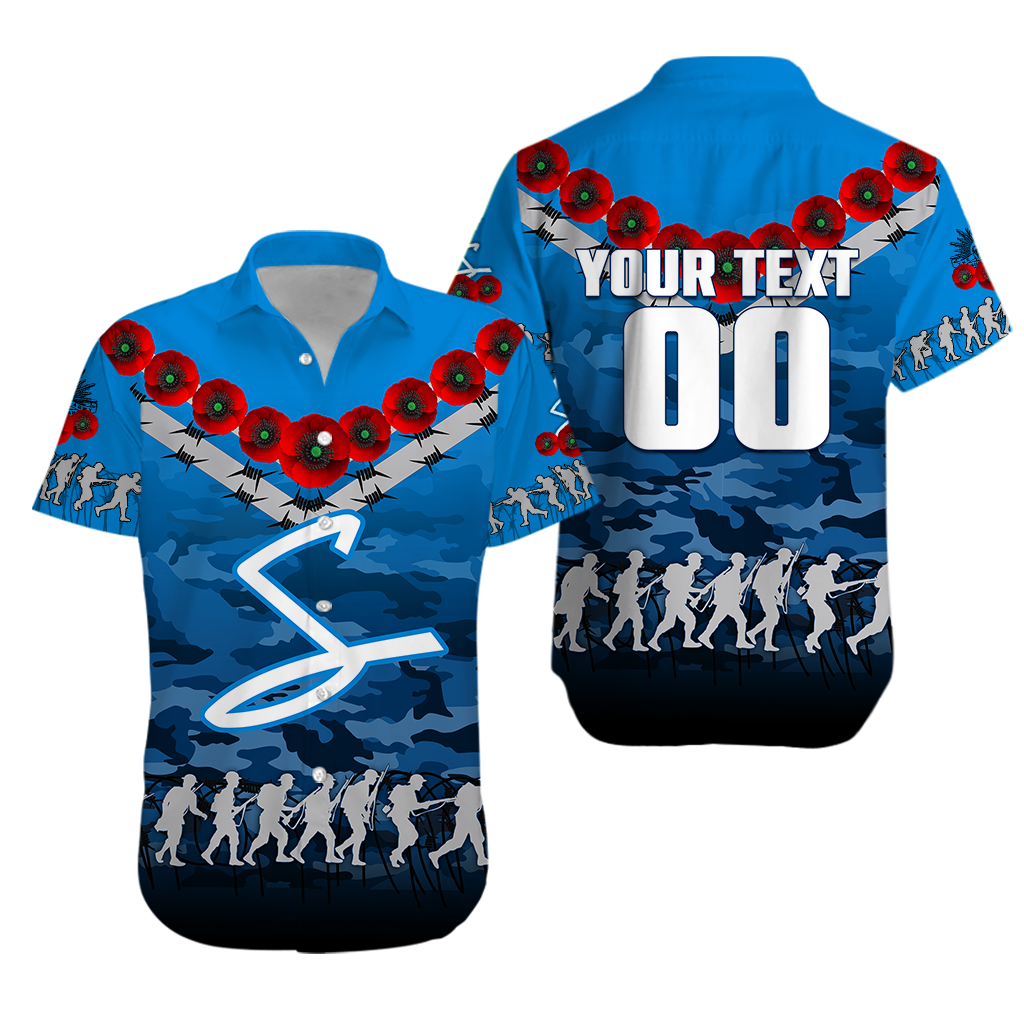 (Custom Personalised) Adelaide Strikers ANZAC 2022 Hawaiian Shirt Camouflage With Poppy