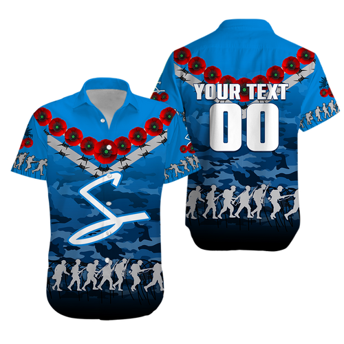 (Custom Personalised) Adelaide Strikers ANZAC 2022 Hawaiian Shirt Camouflage With Poppy