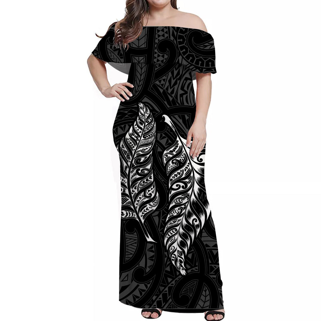 new-zealand-maori-off-shoulder-long-dress-aotearoa-mix-silver-fern-ver02