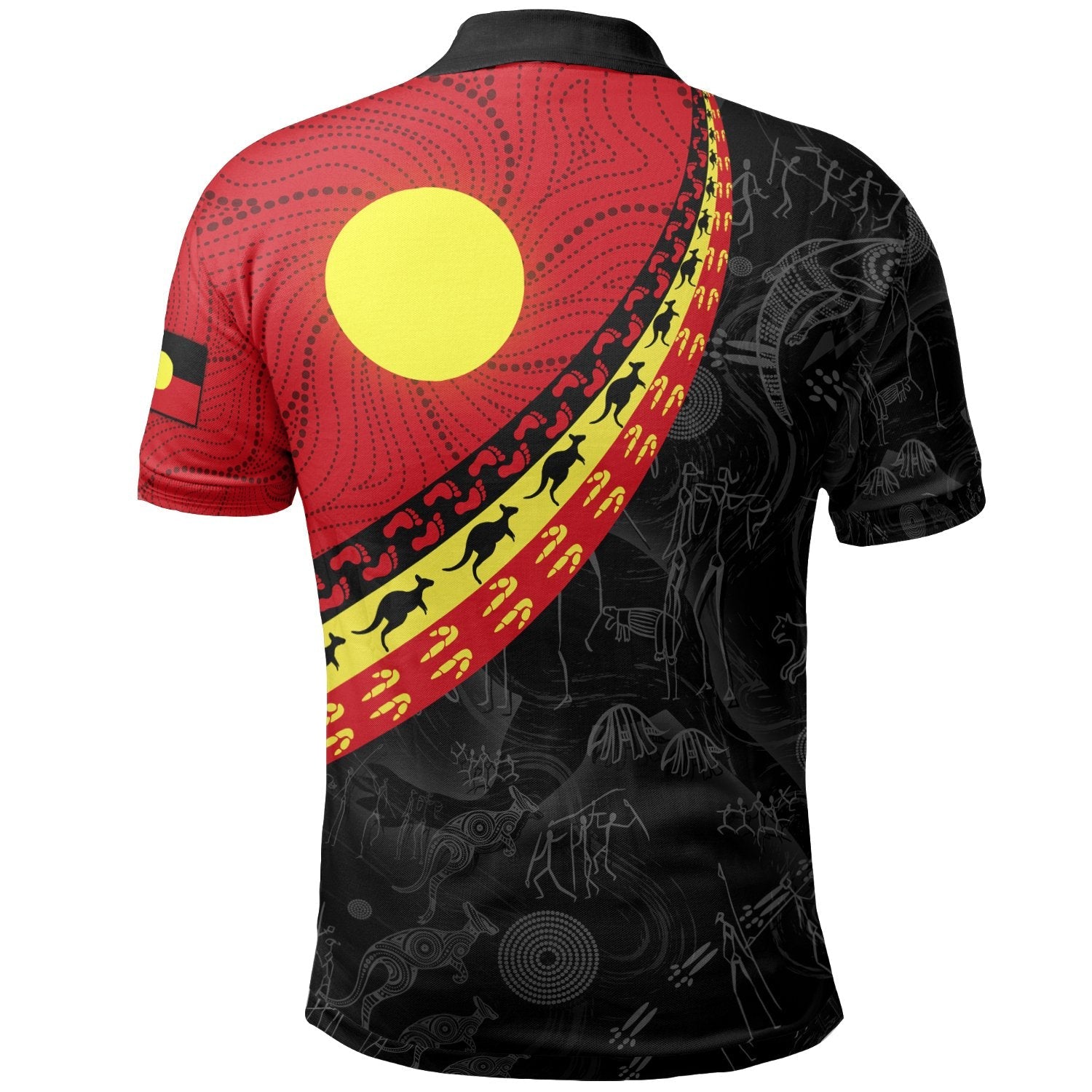 aboriginal-polo-shirts-indigenous-flag-circle-dot-painting