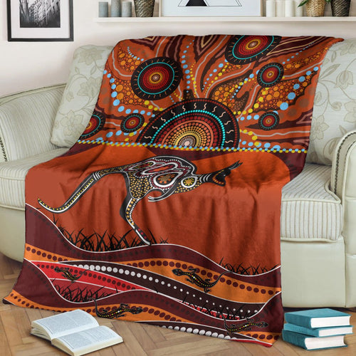 aboriginal-premium-blanket-kangaroo-with-dot-painting