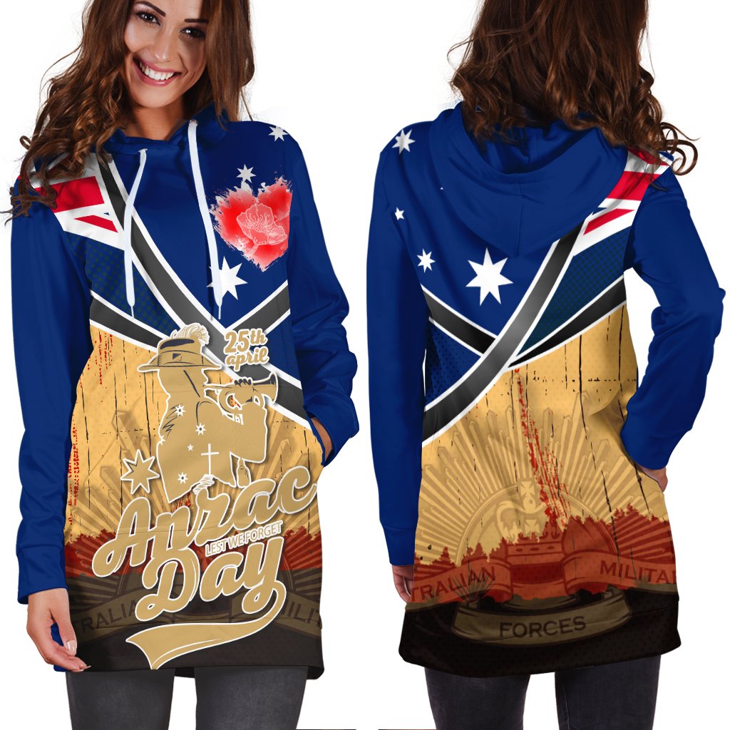 Hoodie Dress- Anzac Lest We Forget - Vibe Hoodie