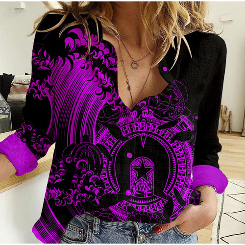 custom-personalised-aboriginal-torres-strait-islands-in-wave-purple-women-casual-shirt