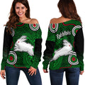 Rabbitohs Indigenous Off Shoulder Sweater Simple Green - Vibe Hoodie