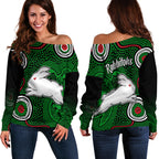 Rabbitohs Indigenous Off Shoulder Sweater Simple Green - Vibe Hoodie