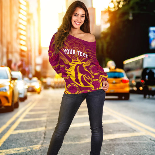 (Custom Personalised) Broncos Indigenous Off Shoulder Sweater LT13 - Vibe Hoodie
