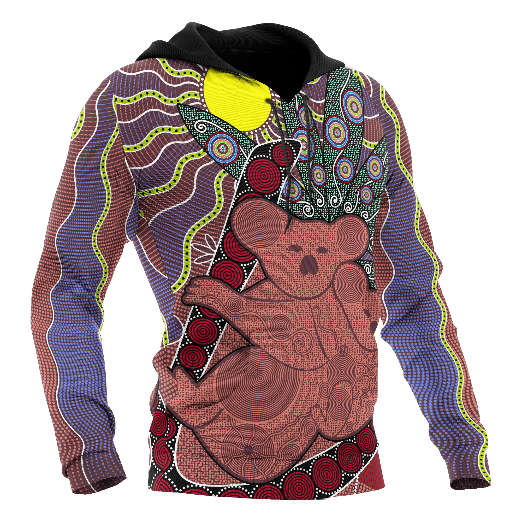aboriginal-hoodie-koala-patterns-sun-dot-painting