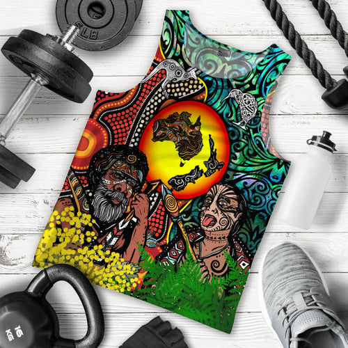Australia Aboriginal Kangaroo Combine New Zealand Maori Kiwi Bird Men Tank Top - LT2