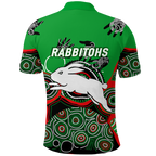 Rabbitohs Rugby Aboriginal Art Polo Shirt - LT12
