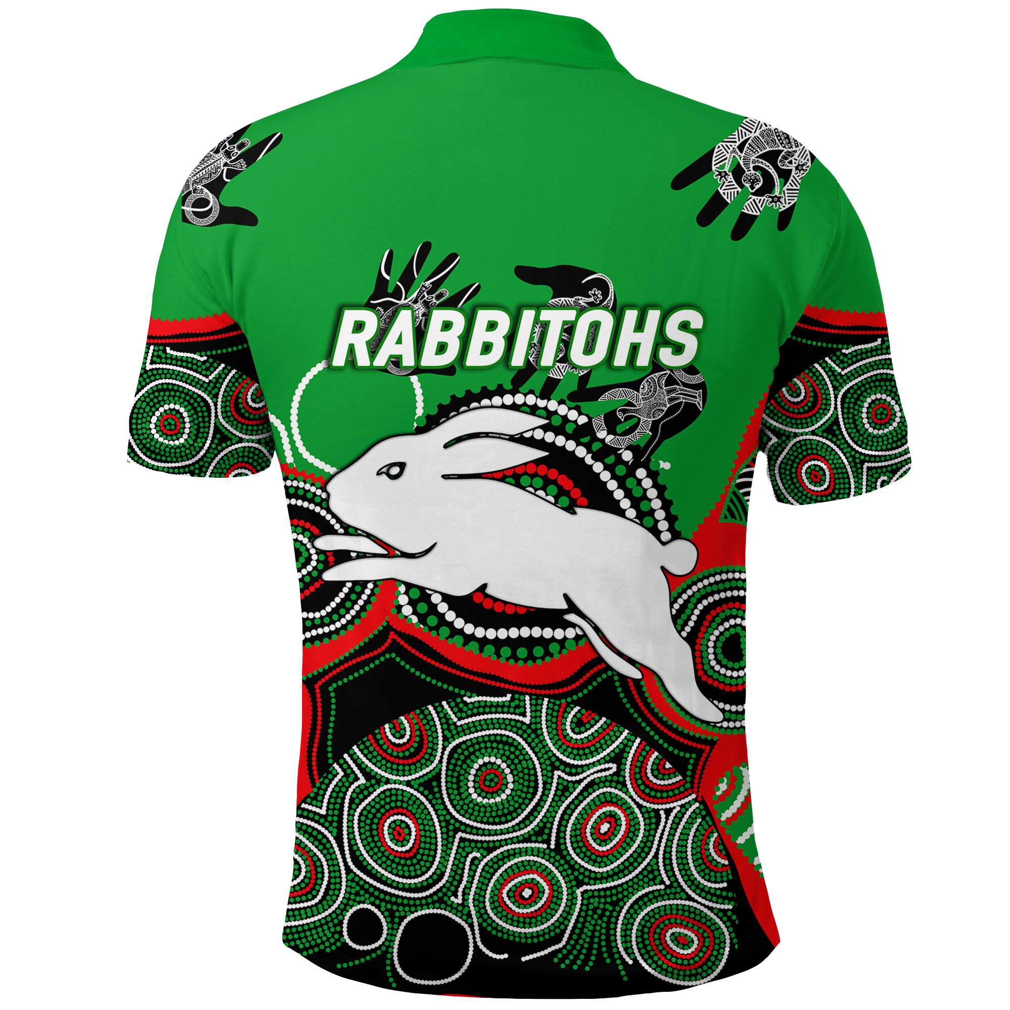 Rabbitohs Rugby Aboriginal Art Polo Shirt - LT12