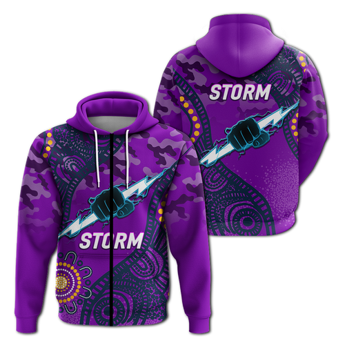 Storm Rugby ANZAC Day Camouflage Indigenous Art Hoodie - LT12