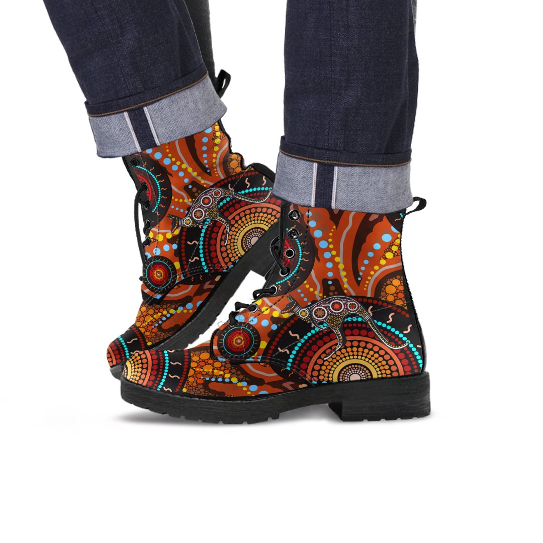 aboriginal-leather-boot-kangaroo-with-dot-painting
