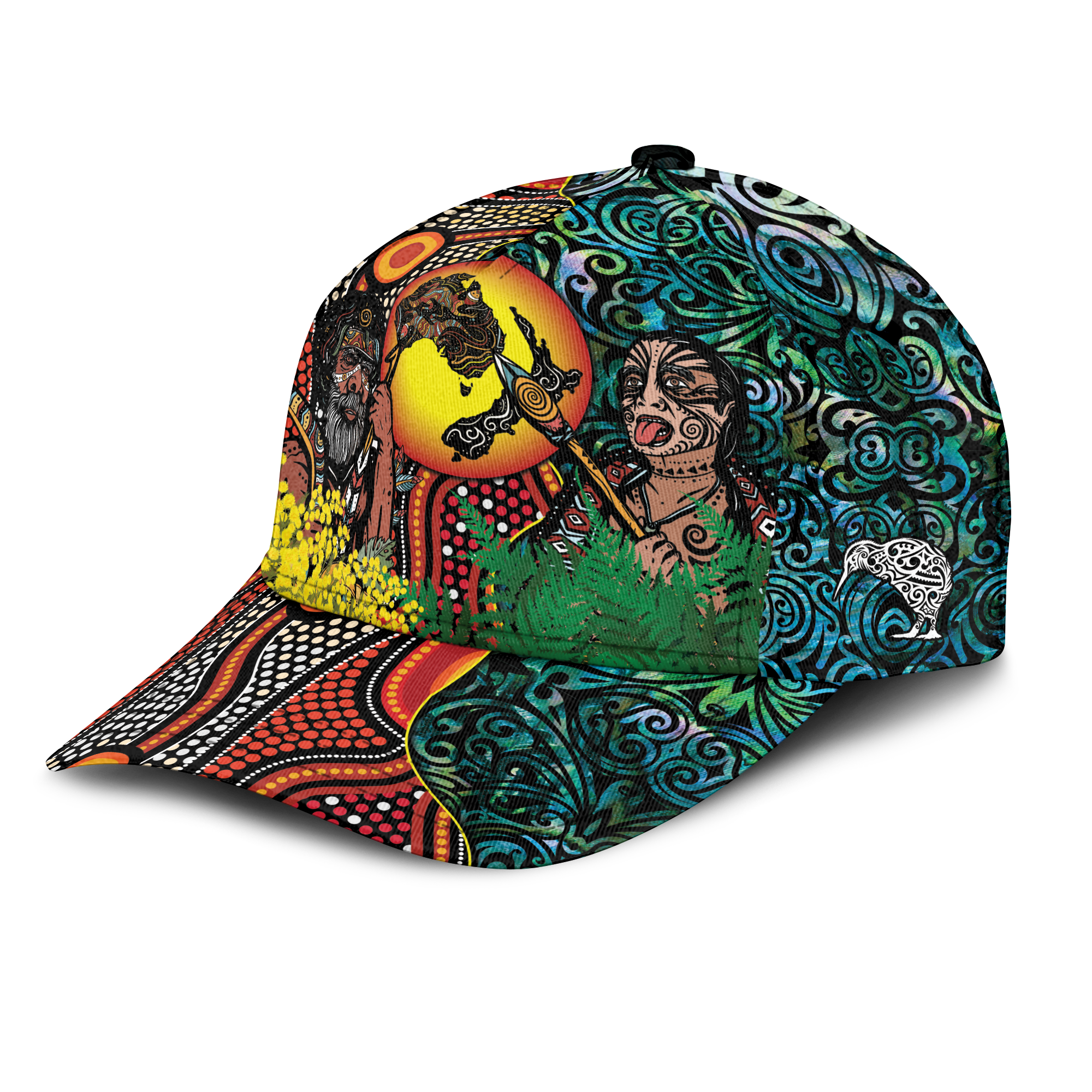 Australia Aboriginal Kangaroo Combine New Zealand Maori Kiwi Bird Cap - LT2