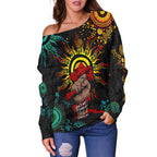NAIDOC Week 2022 Aboriginal Art Unique Women Off Shoulder Sweater - LT12