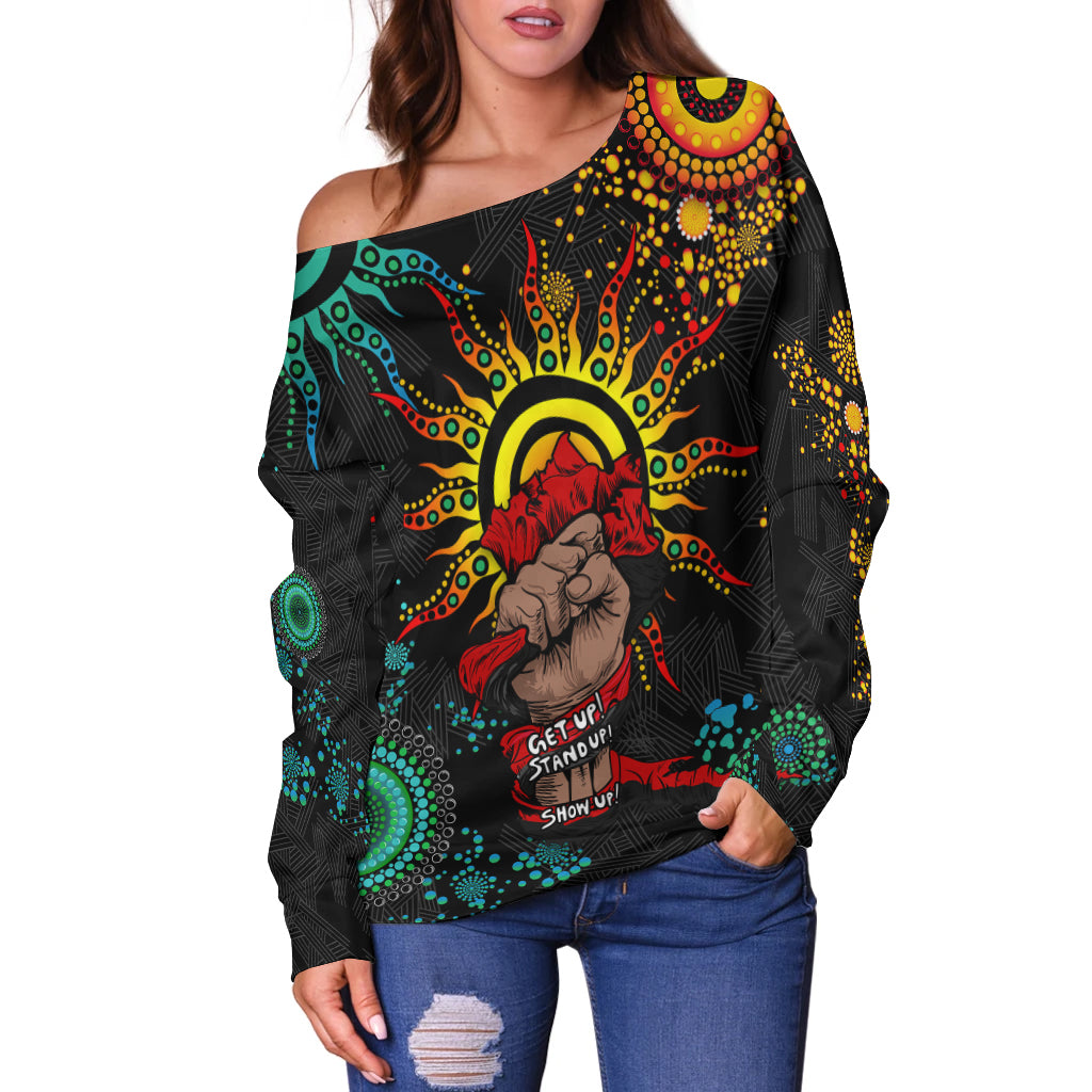 NAIDOC Week 2022 Aboriginal Art Unique Women Off Shoulder Sweater - LT12