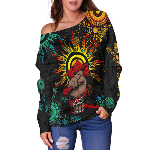 NAIDOC Week 2022 Aboriginal Art Unique Women Off Shoulder Sweater - LT12