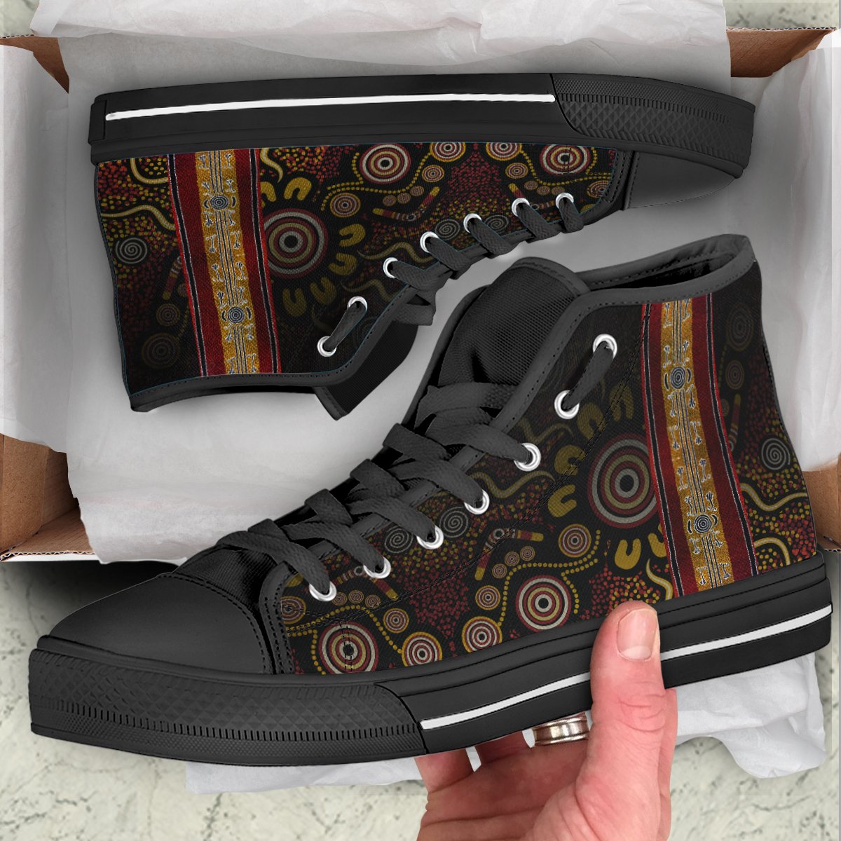 high-top-aboriginal-dot-panting-art-stripe-lines