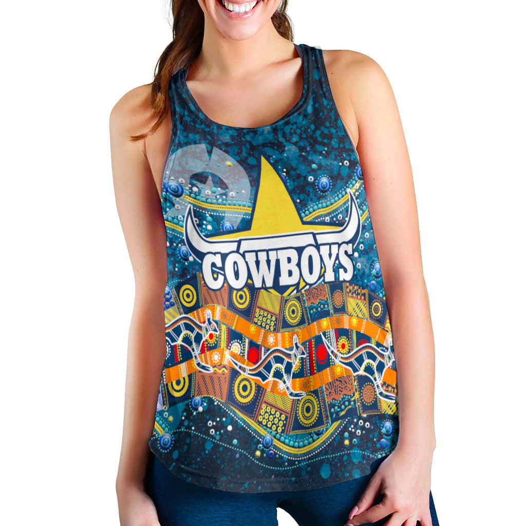 NAIDOC Week Cowboys Women's Racerback Tank - Aboriginal Dot Painting - LT12 - Vibe Hoodie