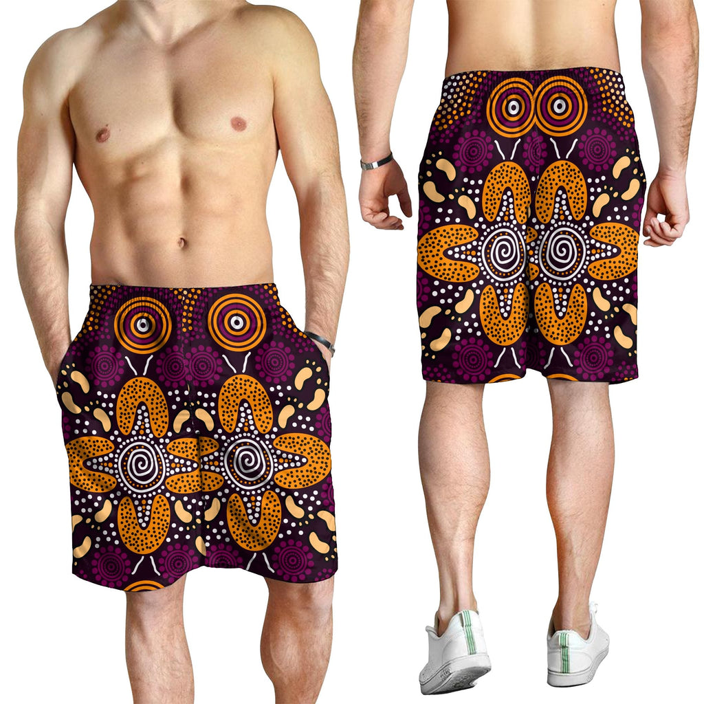 aboriginal-mens-shorts-flowers-dot-panting-art
