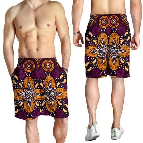 aboriginal-mens-shorts-flowers-dot-panting-art