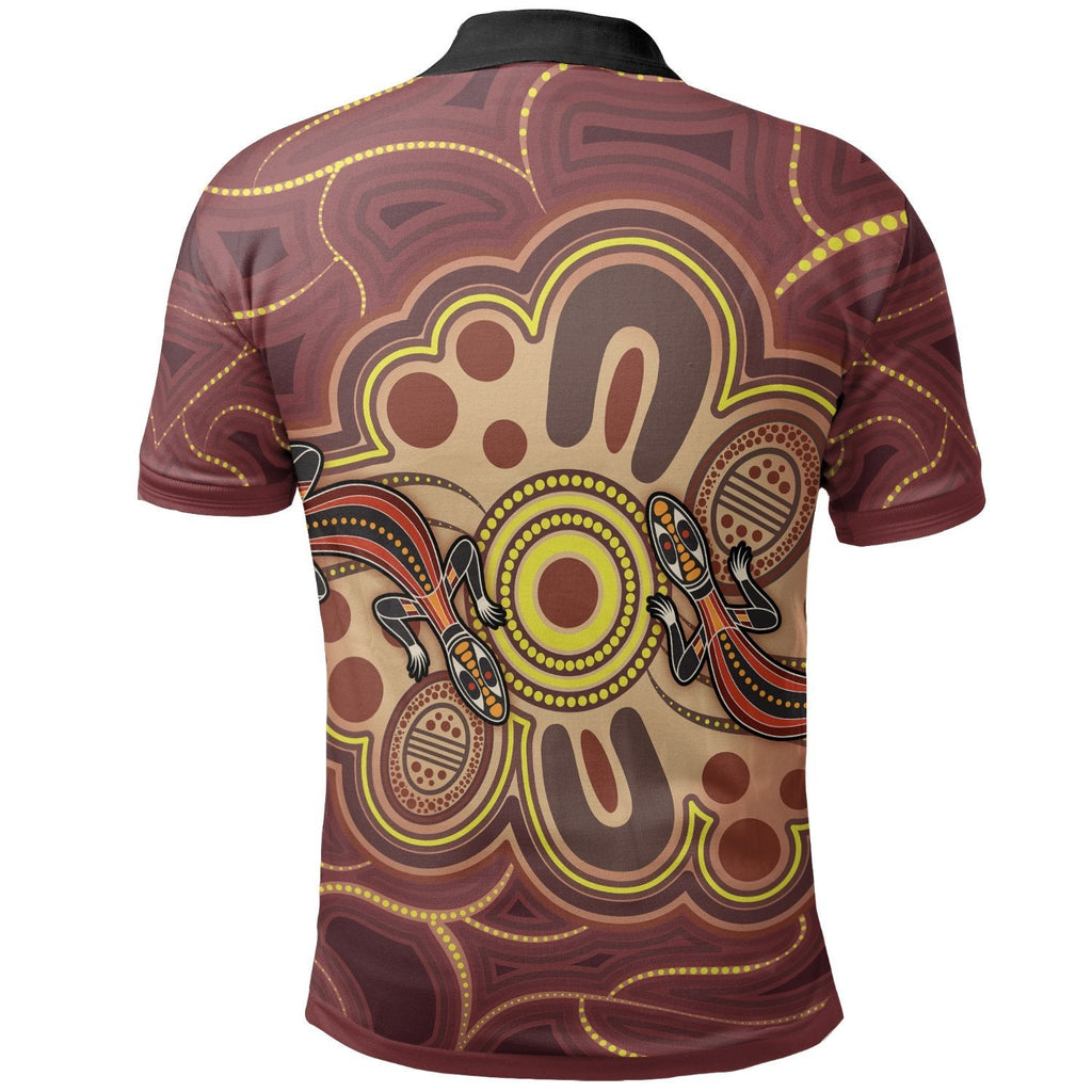 custom-aboriginal-polo-shirts-indigenous-lizard-dot-painting-art