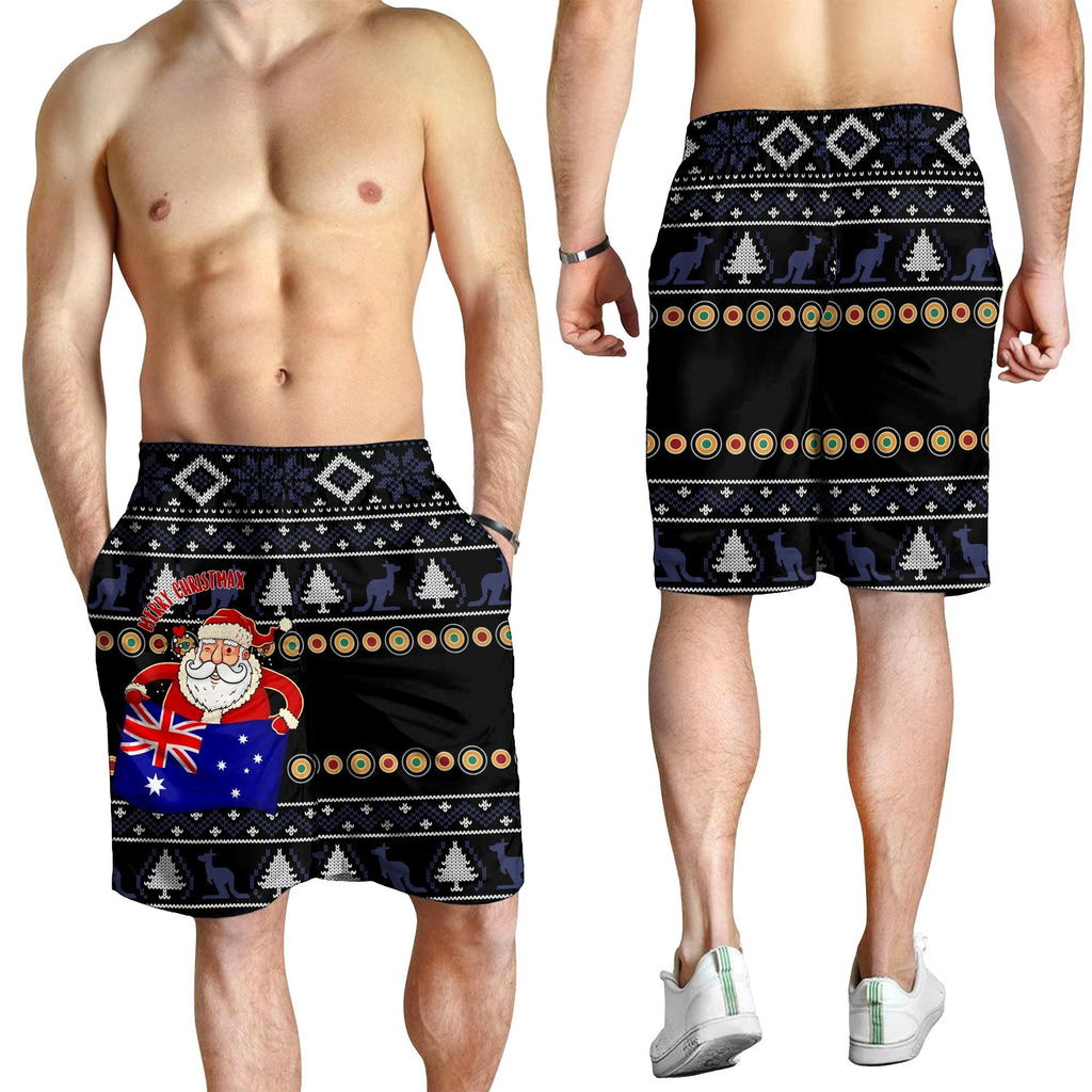 christmas-mens-short-australia-santa-claus-hold-the-flag-black