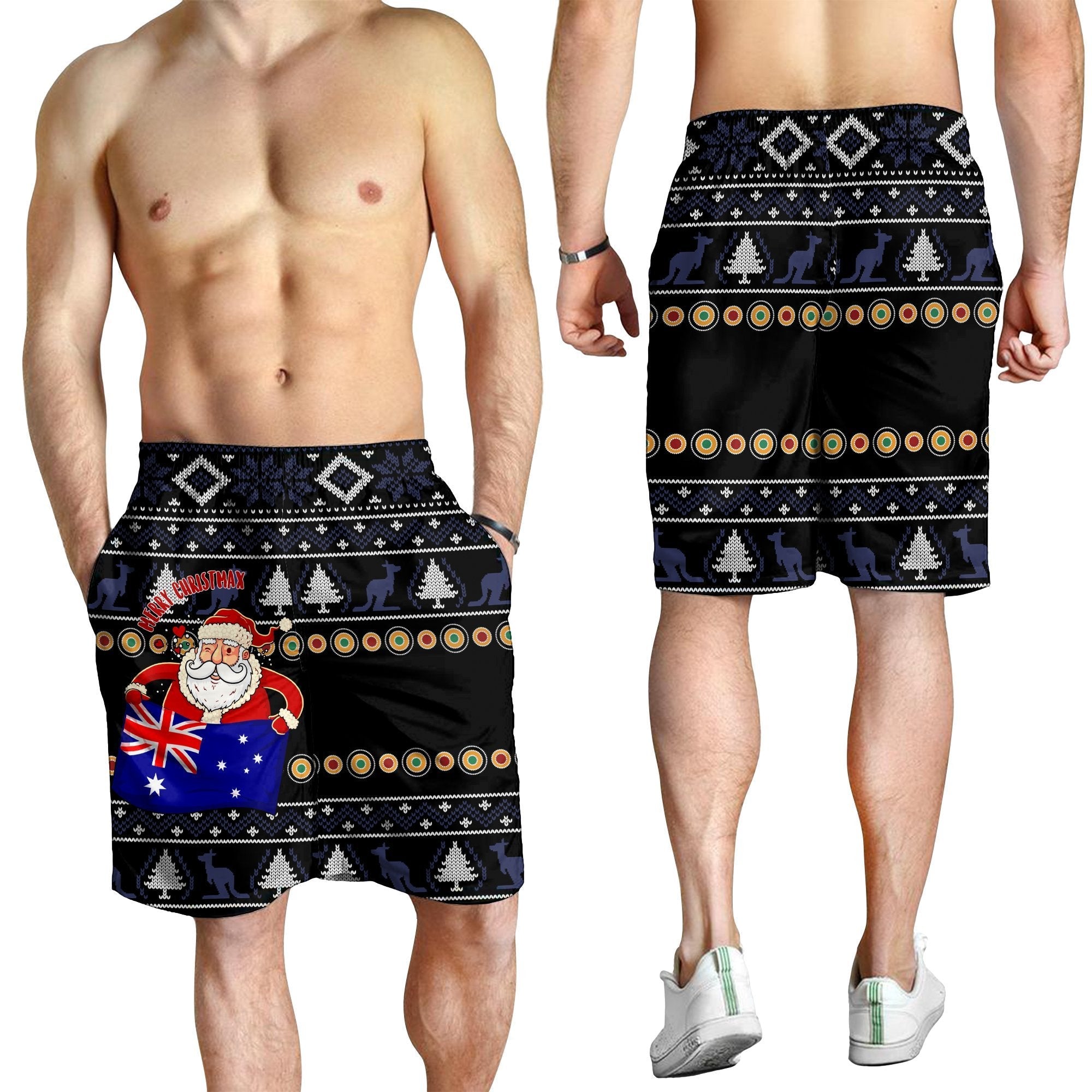 christmas-mens-short-australia-santa-claus-hold-the-flag-black