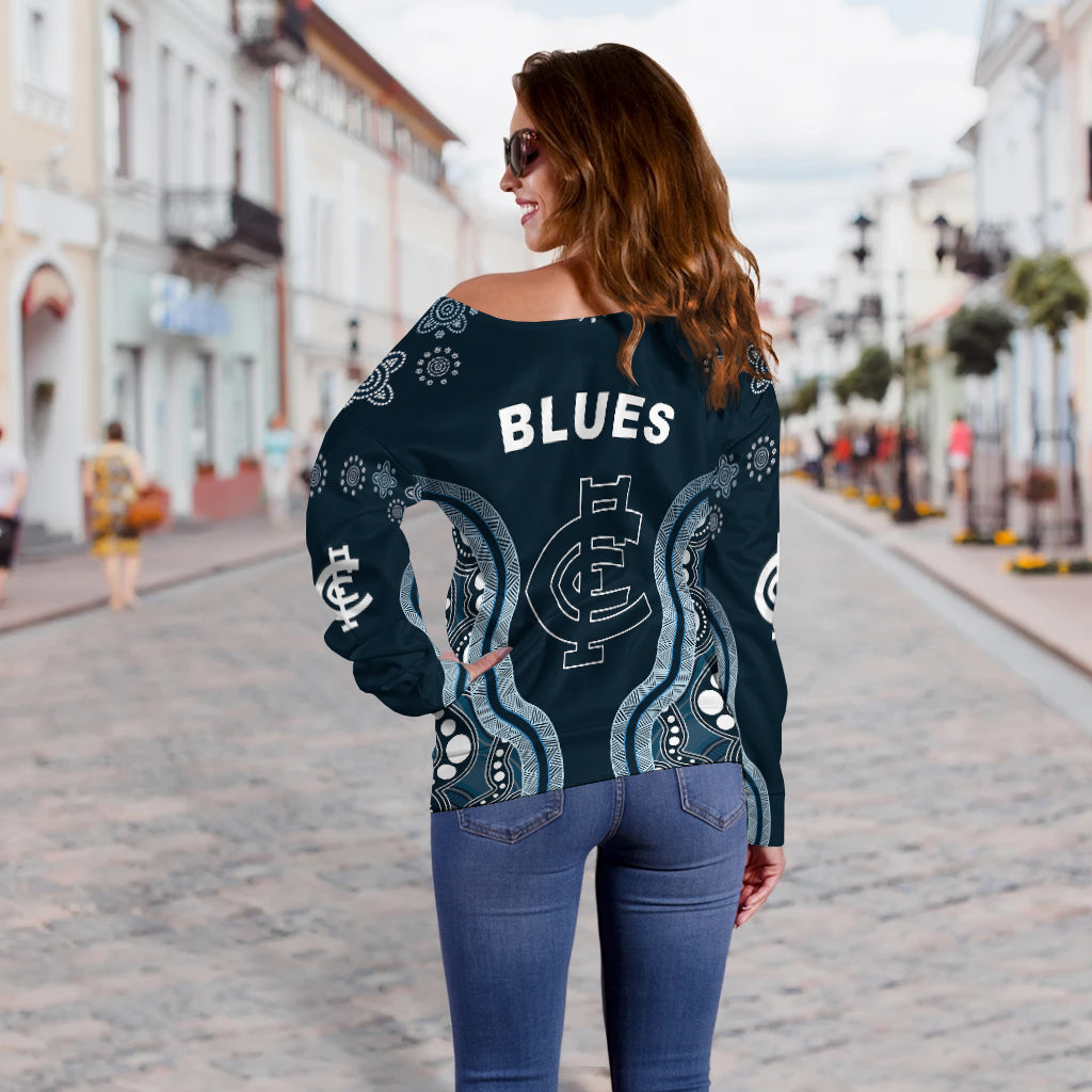 Go Blues Off Shoulder Sweater Simple Indigenous LT13 - Vibe Hoodie