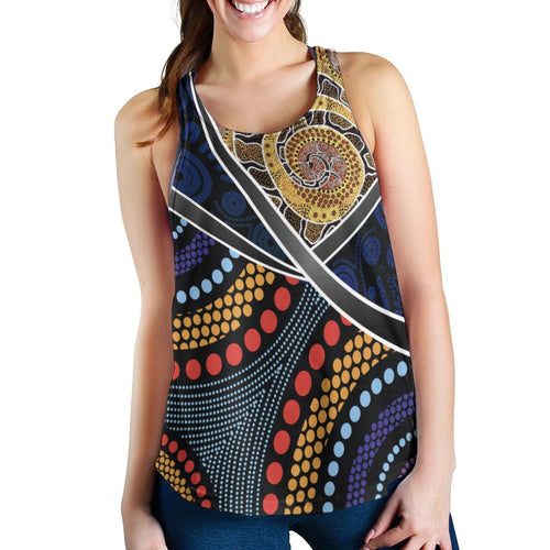 Women Racerback Tank-  Aboriginal Dot Panting Art With Snake - Vibe Hoodie