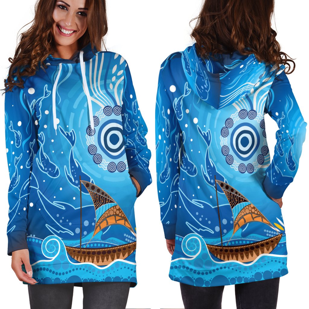 hoodie-dress-aboriginal-view-sea-with-fish-and-boat