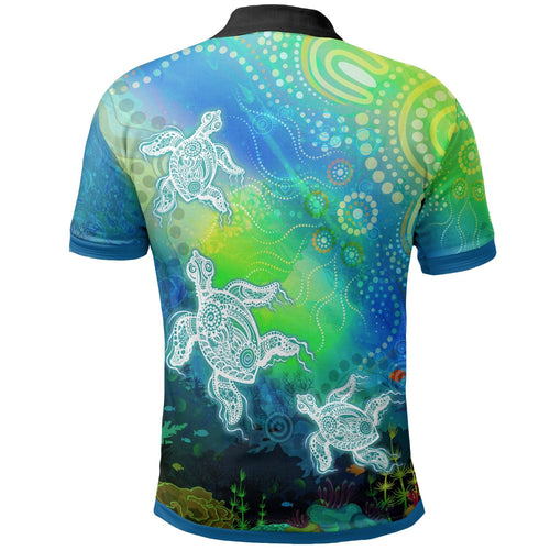 custom-text-aboriginal-polo-shirt-indigenous-turtle-ocean-dot-painting-art