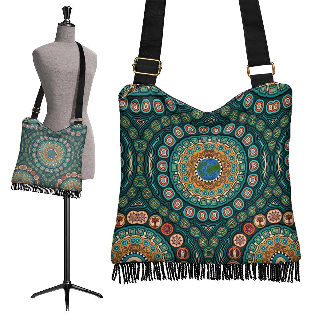 crossbody-boho-handbag-aboriginal-green-dot-painting-with-earth