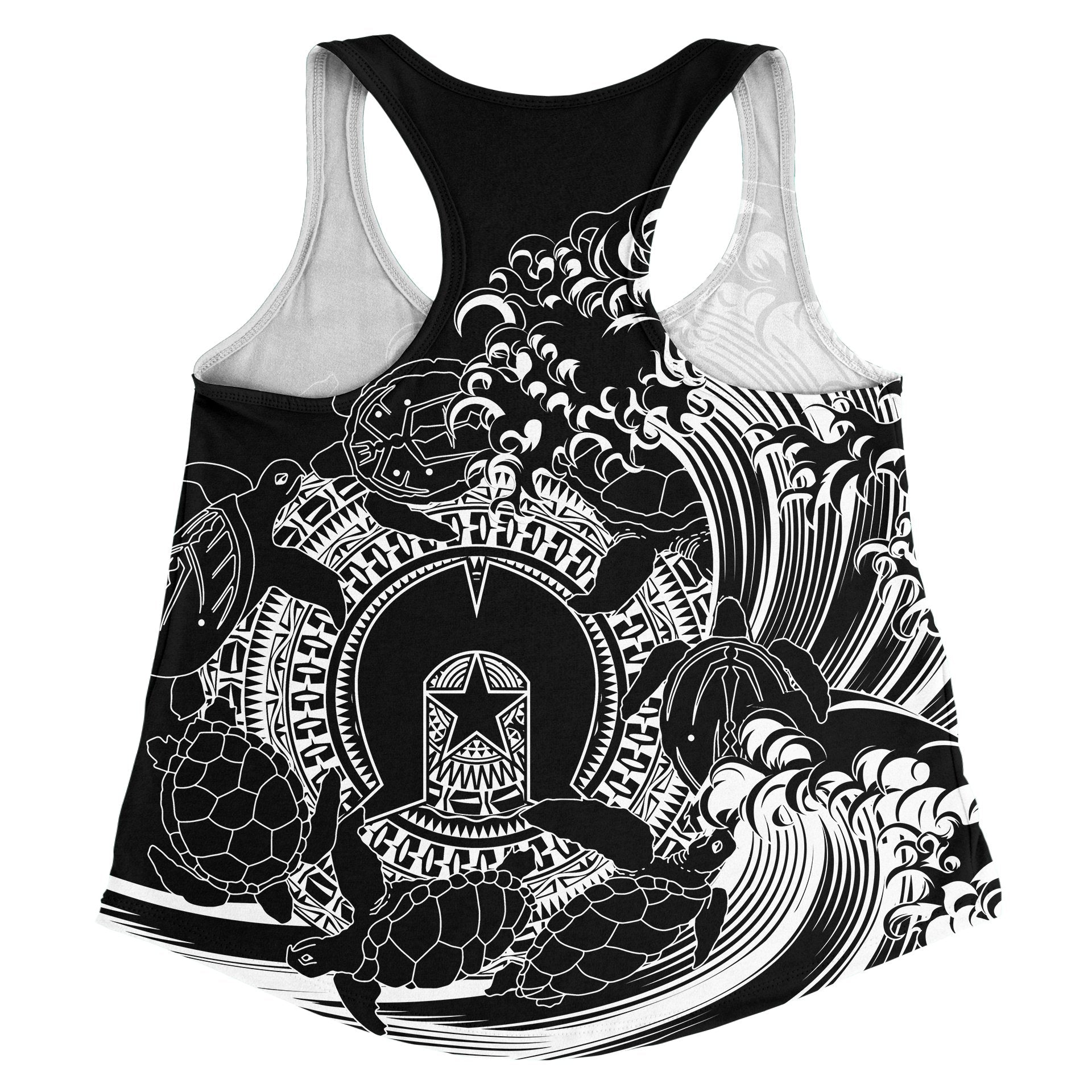Aboriginal Women's Racerback Tank, Torres Strait Islands in Wave (Black) - Vibe Hoodie